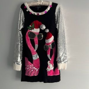 Size Medium (runs large) Flamingo ugly holiday sweater.